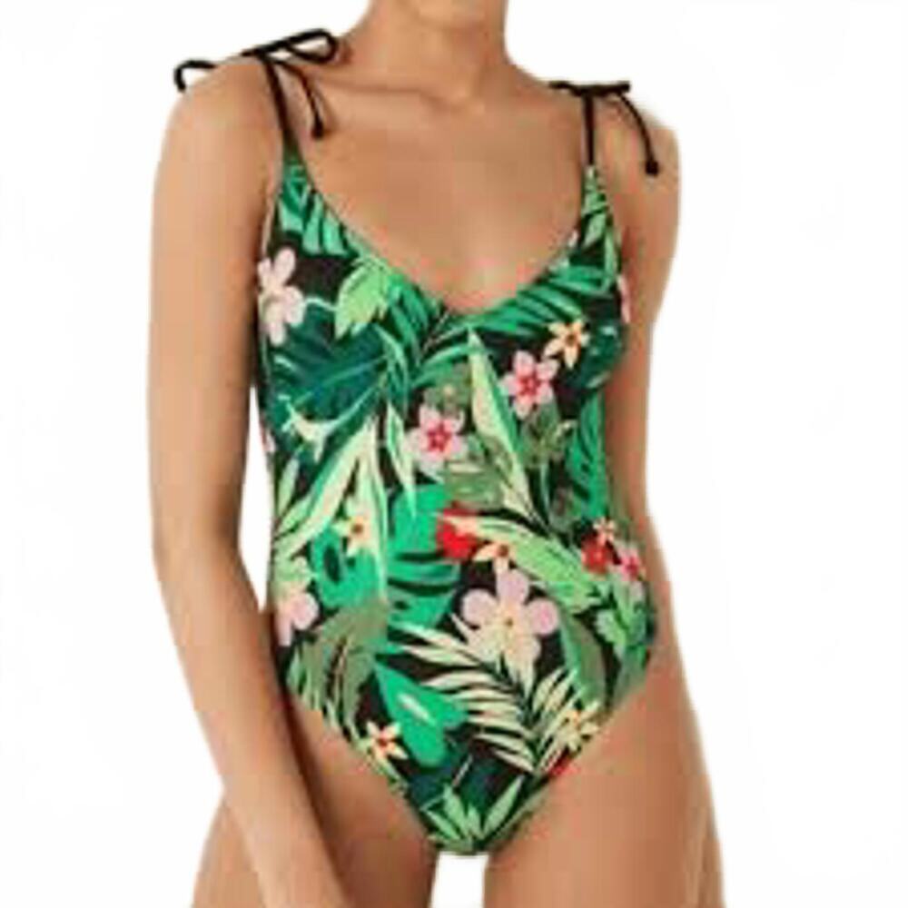 NWT Victorias Secret PINK Tropical Palm Floral Print Swimsuit One Piece Coastal
